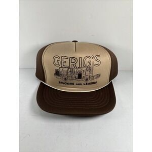 Vintage Gerigs Trucking Construction Snapback Hat Workwear Cap Local Brown Foam